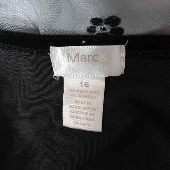 MARC & MADDIE Size 16 Black Fully-Lined Floral Accents Long Sleeve Dress Lace - Picture 13 of 16
